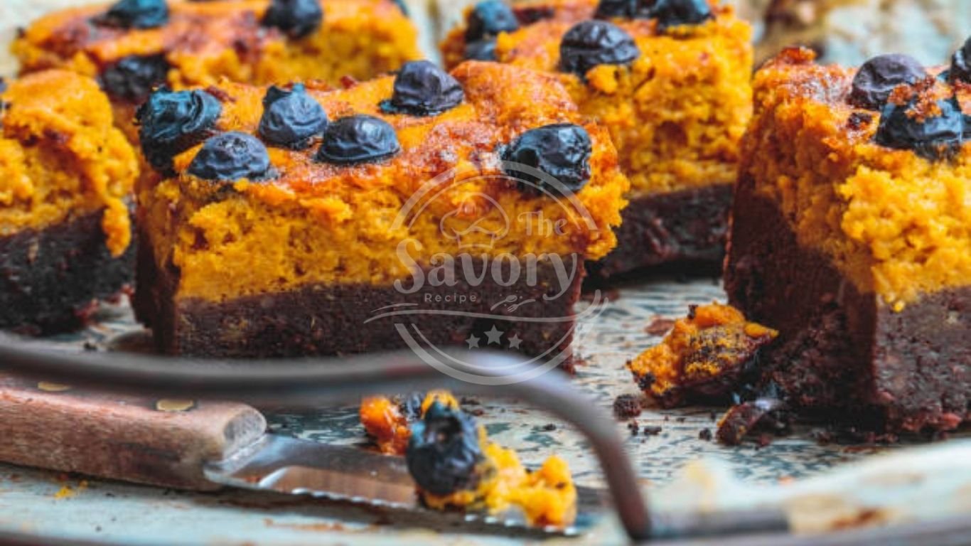 Delicious chocolate cake with batata cream and blueberr
