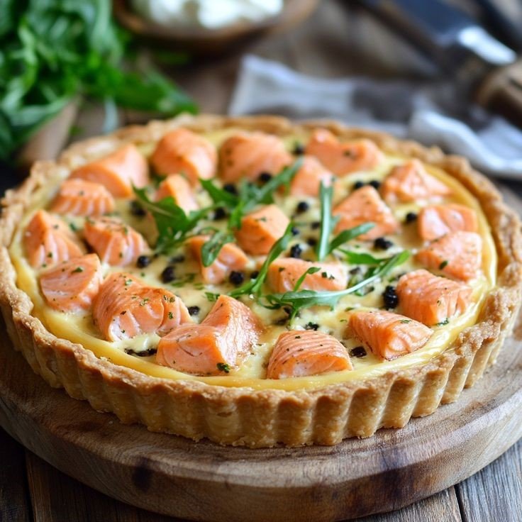 Irresistible golden  Salmon And Spinach Quiche