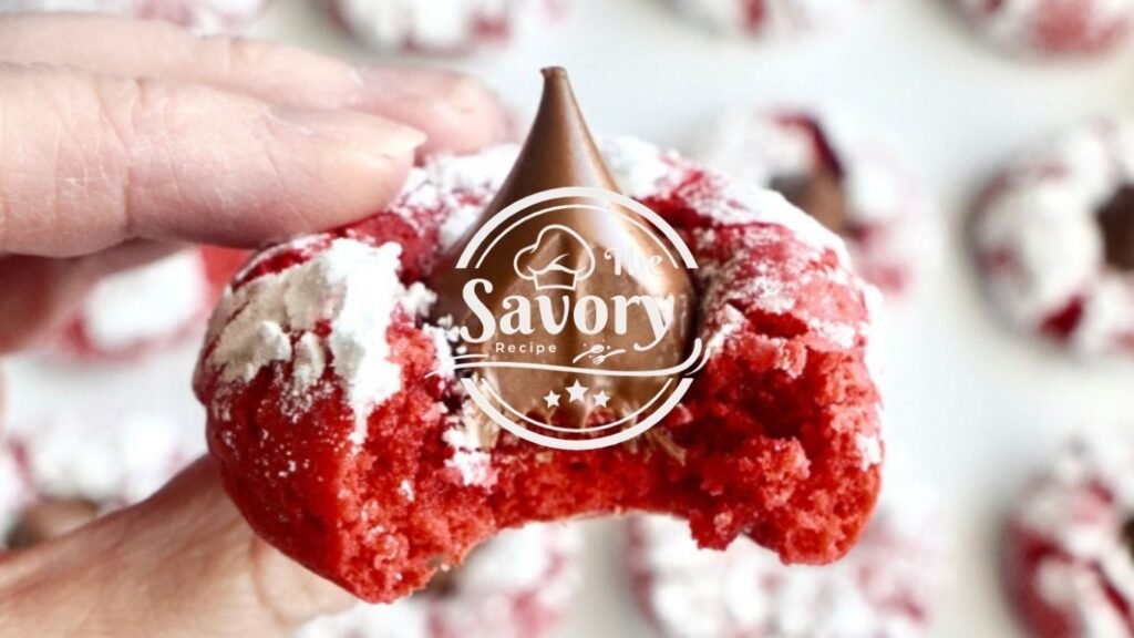 Fall in love with the charm of Red Velvet Crinkle Kisses soft, chewy cookies with a signature crackled surface, dusted in powdered sugar and topped with a creamy chocolate kiss. These festive red velvet treats blend the rich flavor of cocoa with a subtle tang, creating a delightfully balanced bite that’s perfect for holidays, special occasions, or just because. With their eye-catching color and melt-in-your-mouth texture, they’re a crowd-pleasing dessert that’s as fun to make as it is to eat. Whether you're baking for a cookie swap or gifting a homemade batch, these elegant crinkle cookies offer classic flavor with a romantic twist.