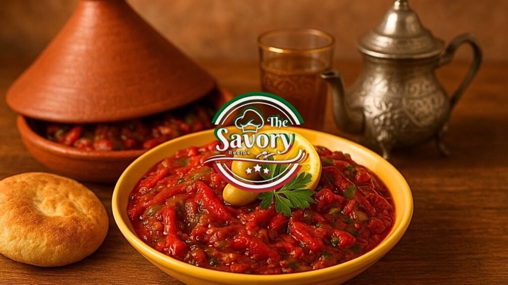 Savor the bold, sun-drenched flavors of Taktouka, a traditional Moroccan pepper and tomato salad that’s as colorful as it is delicious. Made by simmering roasted green peppers with grated tomatoes, garlic, olive oil, and warm spices like paprika and cumin, this flavorful cooked salad is a staple in Moroccan cuisine. Served warm or at room temperature, it pairs beautifully with fresh bread and works perfectly as a mezze, side dish, or light vegan main. Bursting with smoky notes and natural sweetness, Taktouka offers a simple yet satisfying taste of North African home cooking healthy, aromatic, and deeply comforting.